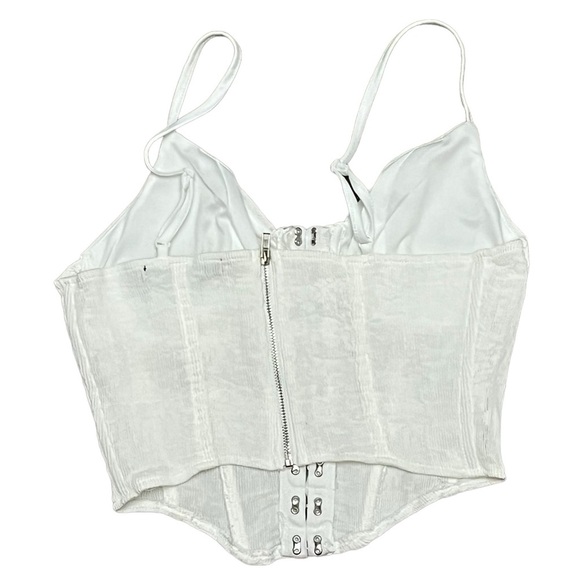 HESPERUS ivory Ribbed Corset Strappy Crop Top Party Night Out Beach Summer M - Picture 2 of 7